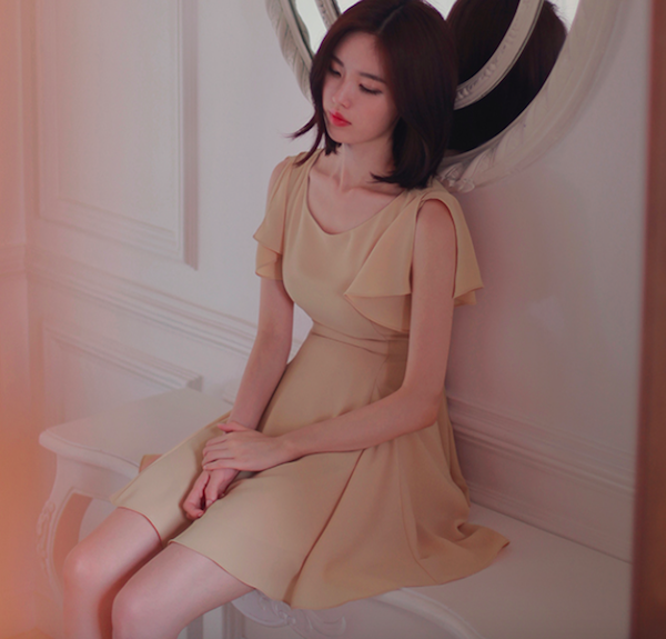 BM71033 Wavy Chiffon Dress As Picture