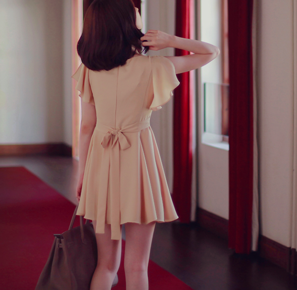 BM71033 Wavy Chiffon Dress As Picture