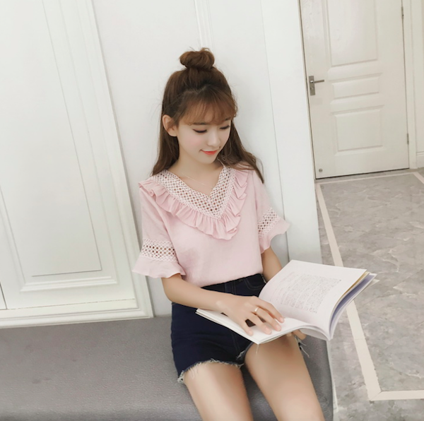BM71034 Lovely Frill Top Pink