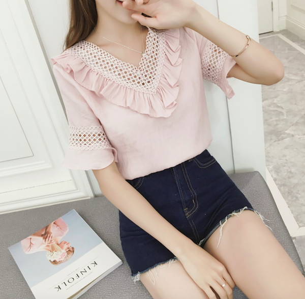 BM71034 Lovely Frill Top Pink