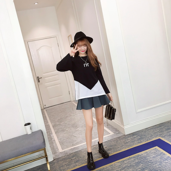 BM71035 Korea Style Flare Sleeves Top Black