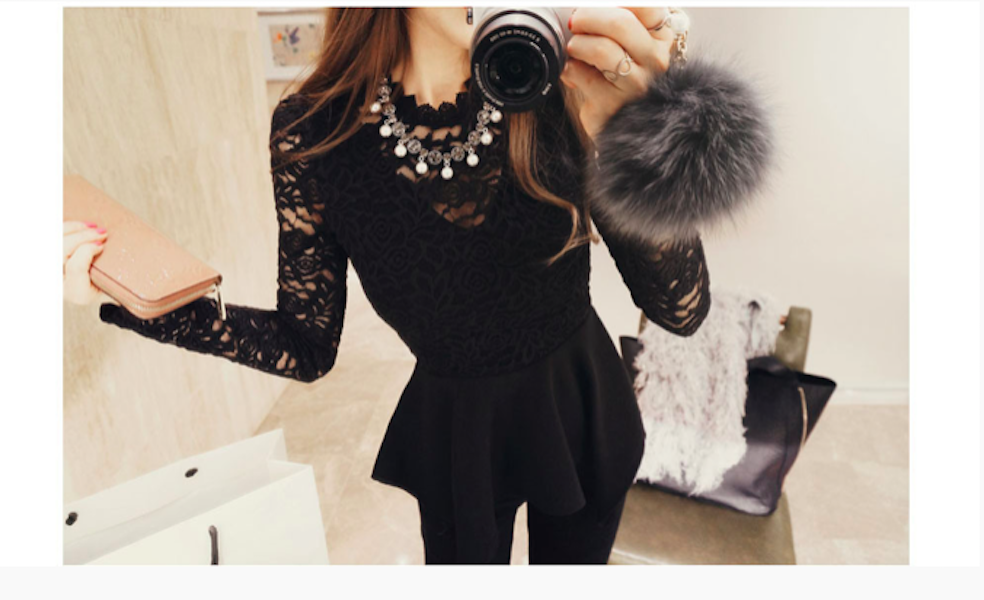 BM71039 Ruffle Lace Top Black 