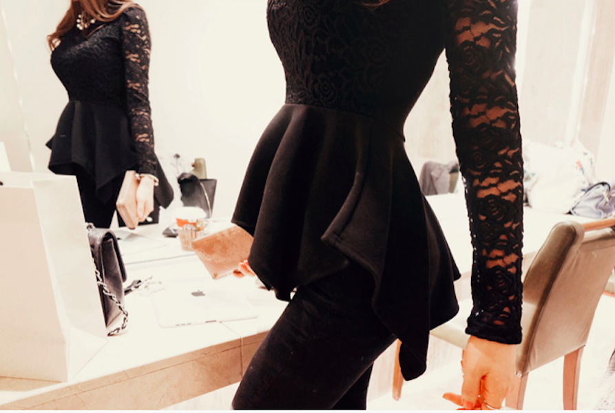 BM71039 Ruffle Lace Top Black 