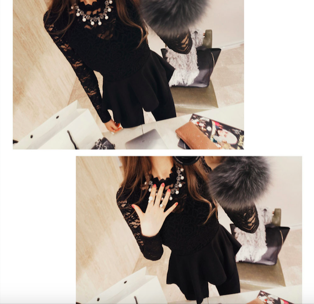 BM71039 Ruffle Lace Top Black 