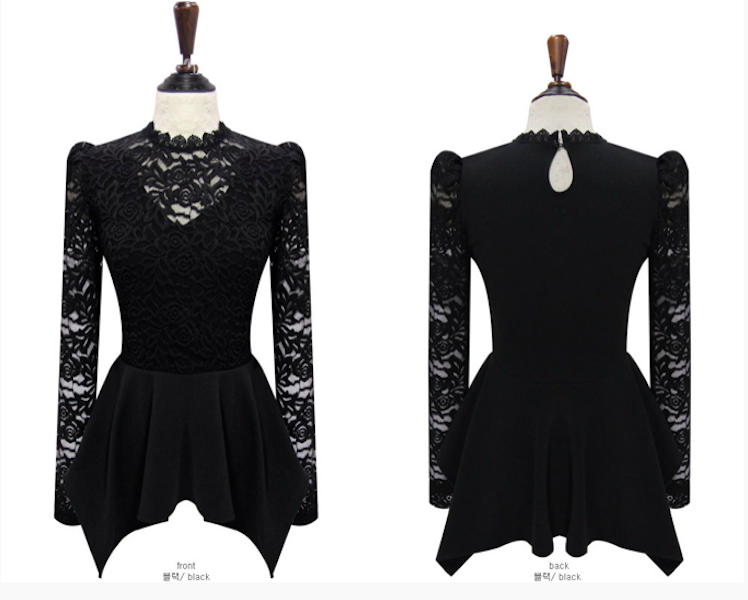 BM71039 Ruffle Lace Top Black 