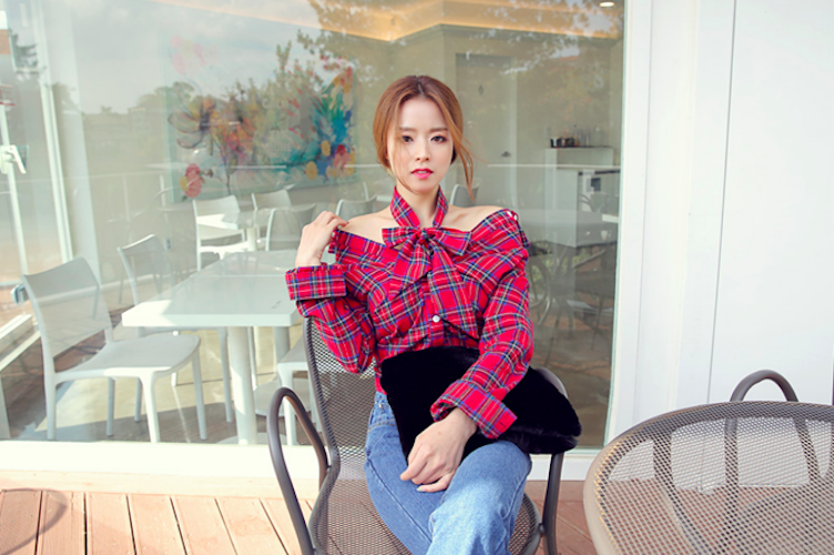 BM71040 Checker Collar Shirt Red