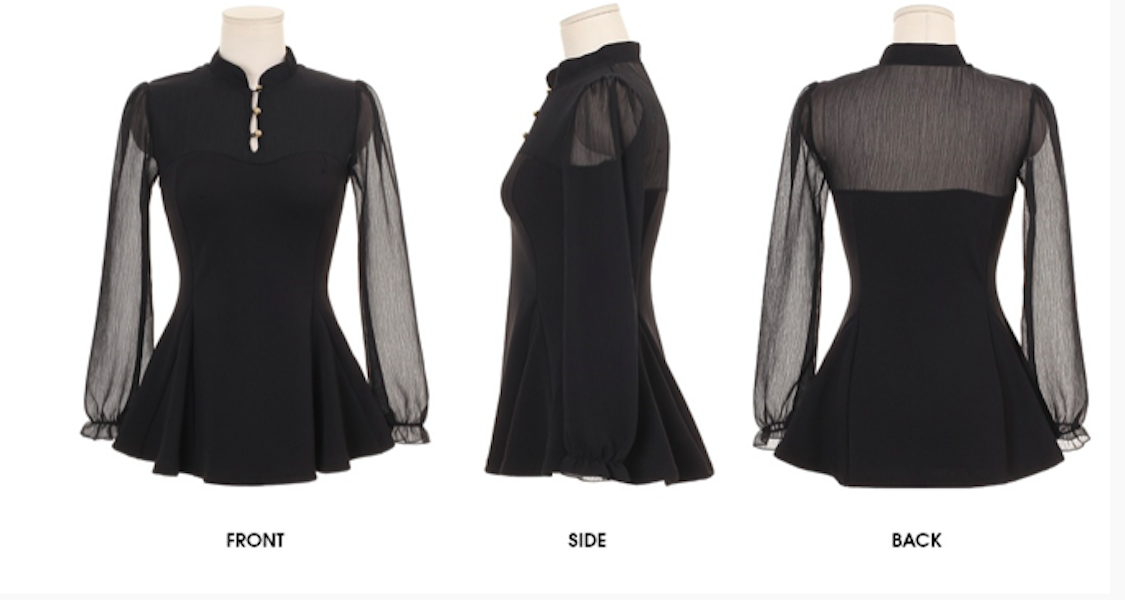 BM71041 Chiffon Mix Blouse Black