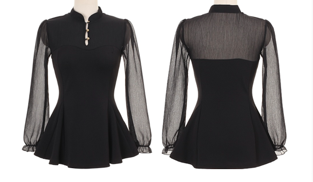 BM71041 Chiffon Mix Blouse Black