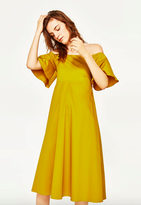 BM71042 Fashion Off-Shoulder Dress Yellow