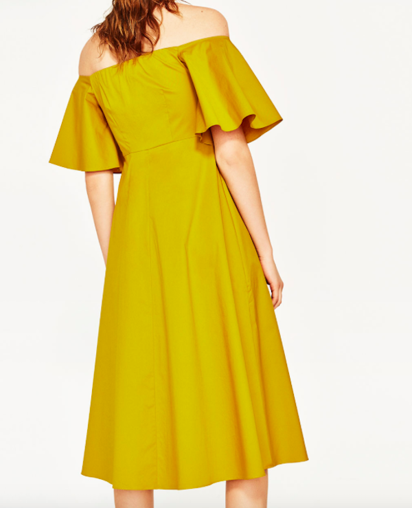 BM71042 Fashion Off-Shoulder Dress Yellow
