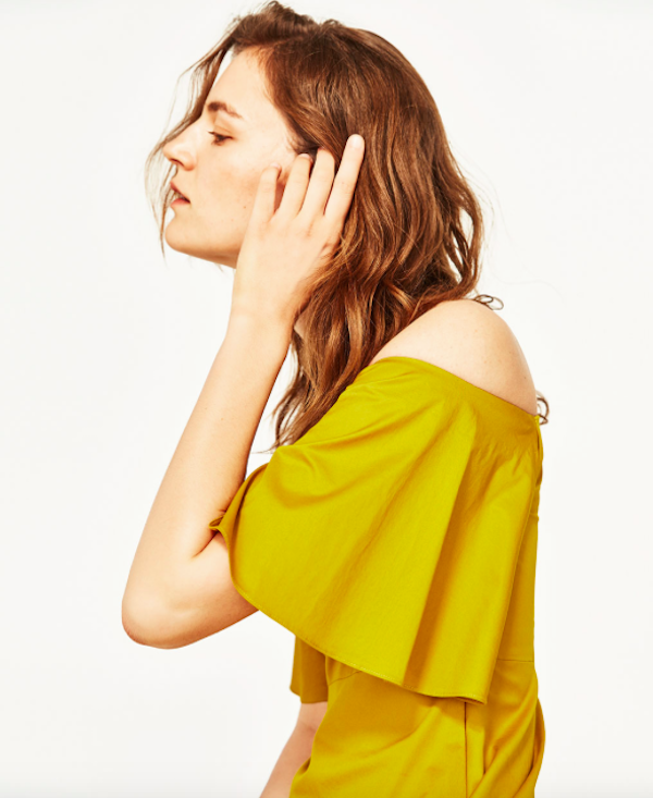 BM71042 Fashion Off-Shoulder Dress Yellow