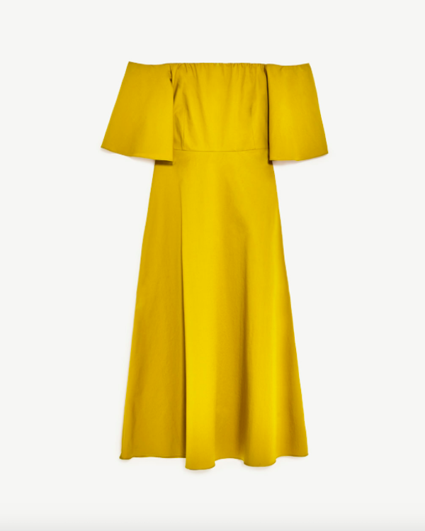 BM71042 Fashion Off-Shoulder Dress Yellow