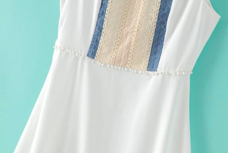BM71043 Dainty Lace Design Dress White