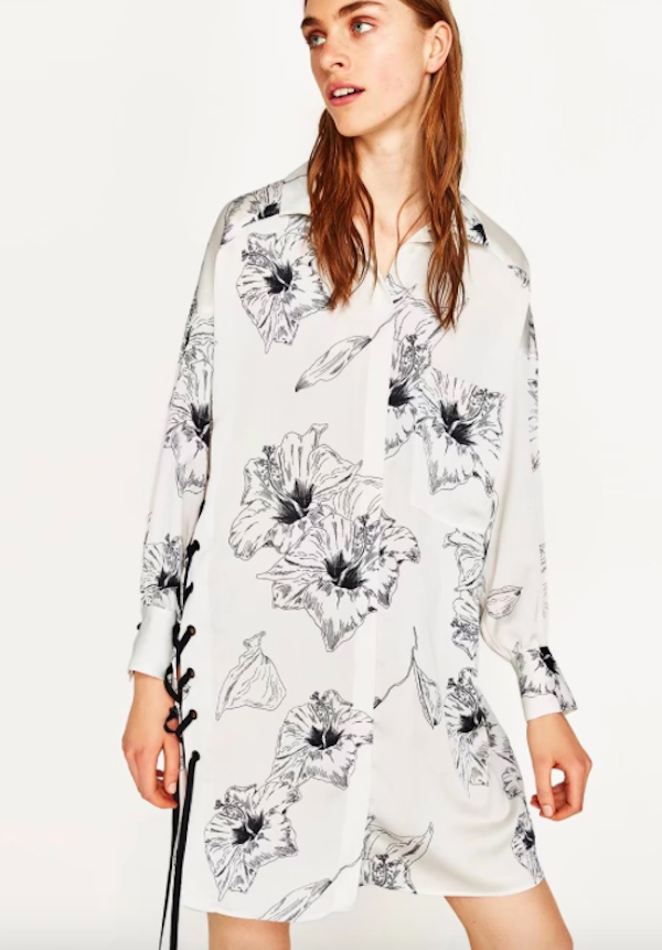 BM71045 Side-tie Floral Dress White