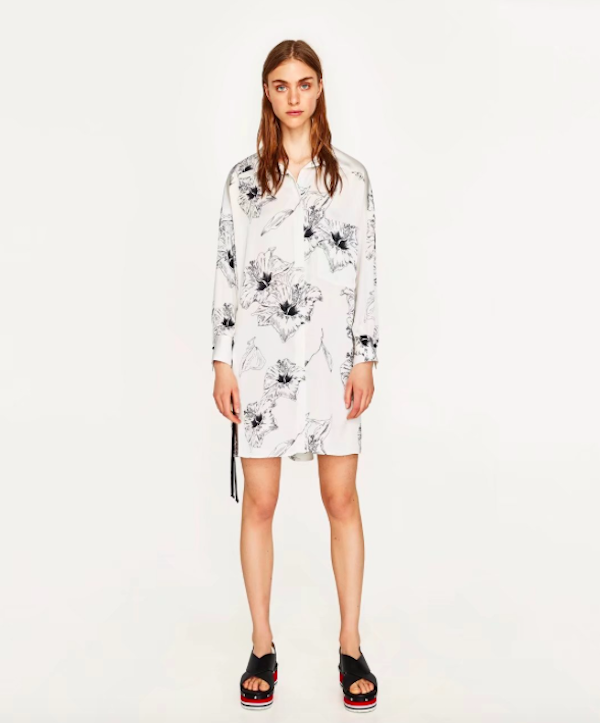 BM71045 Side-tie Floral Dress White