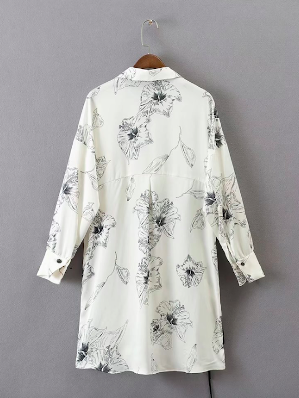BM71045 Side-tie Floral Dress White
