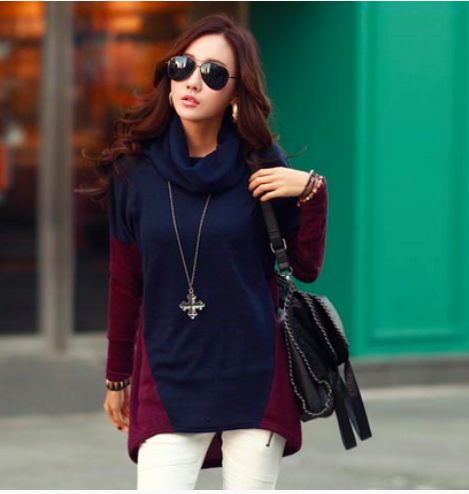 BM71047 Turtle Neck Top Dark Blue