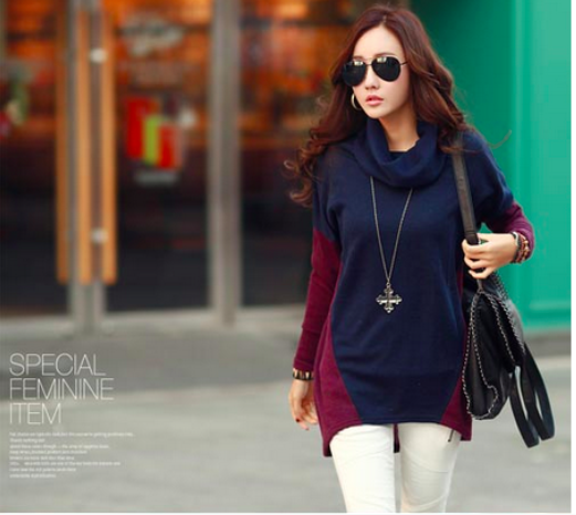 BM71047 Turtle Neck Top Dark Blue