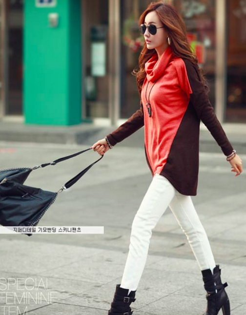 BM71047 Turtle Neck Top Orange