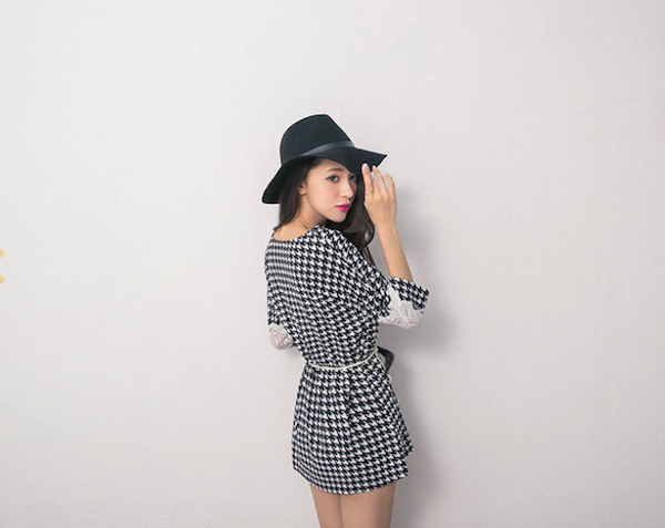 BM71052 Lattice Design Blouse As Picture