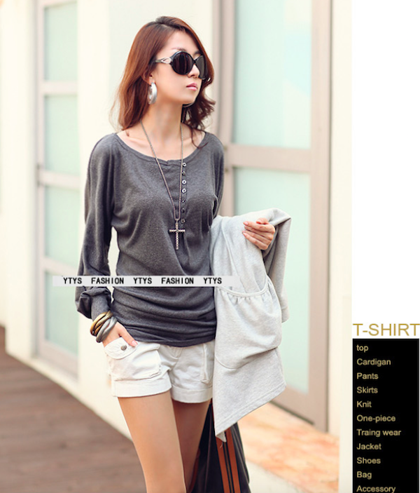 BM71053 Korea Button Long Top Grey