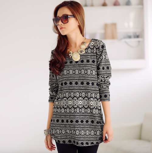 BM71055 Abstract Print Top As Picture