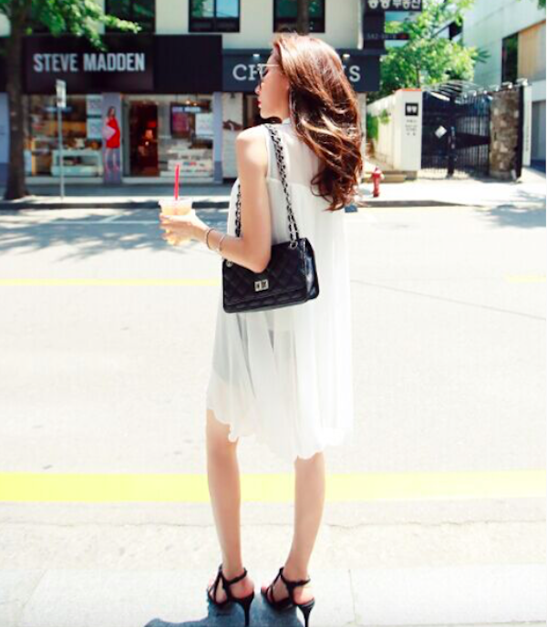 BM71057 Feminine Chiffon Flare Blouse White