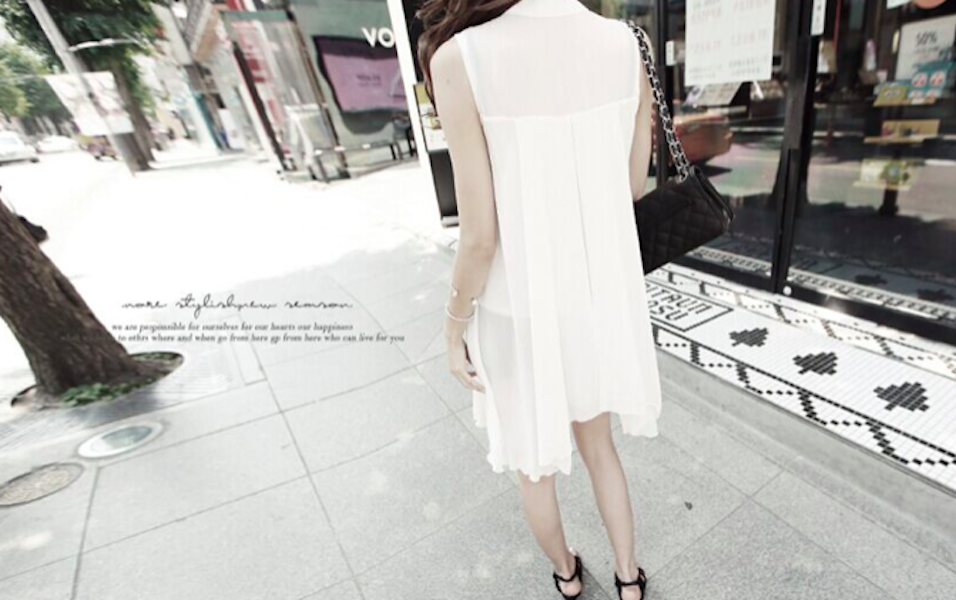BM71057 Feminine Chiffon Flare Blouse White