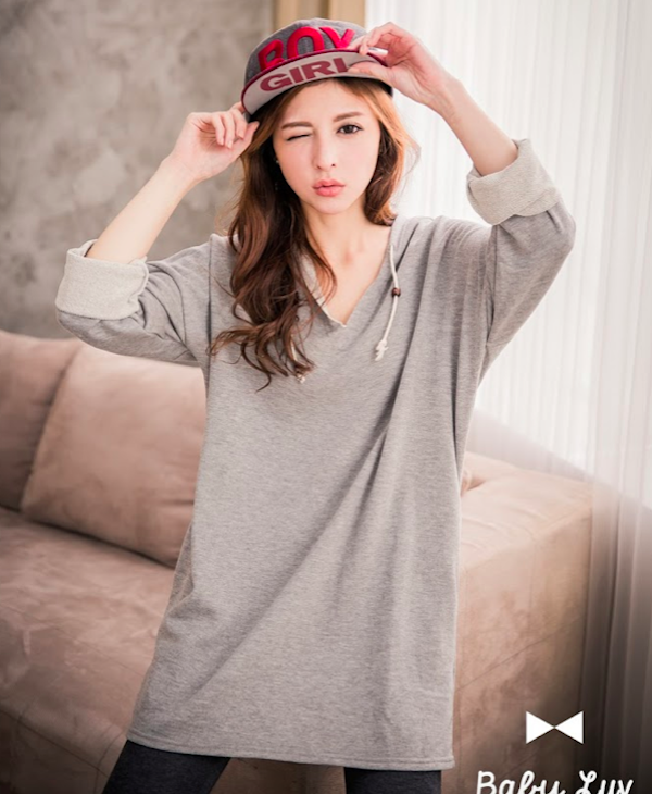BM71058 Casual Hood Top Grey