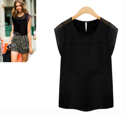 BM71059 Feminine Chiffon Blouse Black