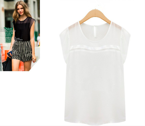BM71059 Feminine Chiffon Blouse White