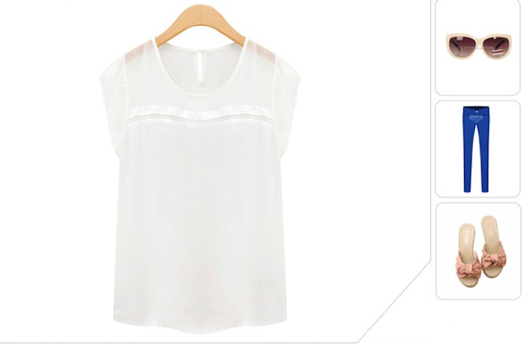 BM71059 Feminine Chiffon Blouse White