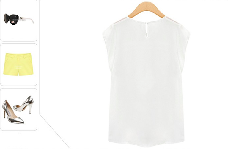 BM71059 Feminine Chiffon Blouse White