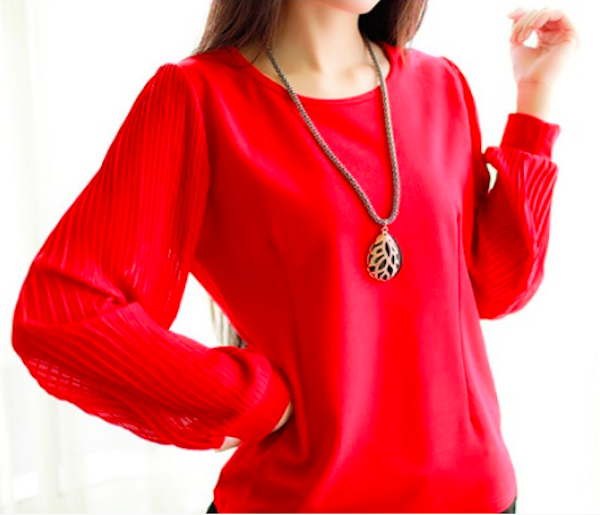 BM71060 Pretty Chiffon Top Red