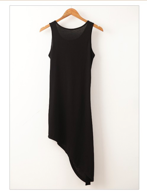 BM71063 High Low Pleated Dress Black