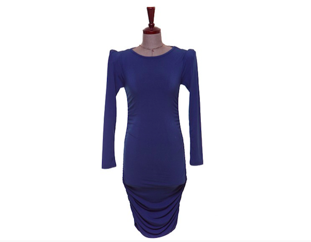 BM71064 Puffy Sleeves Dress Blue