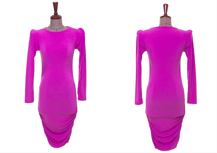 BM71064 Puffy Sleeves Dress Magenta