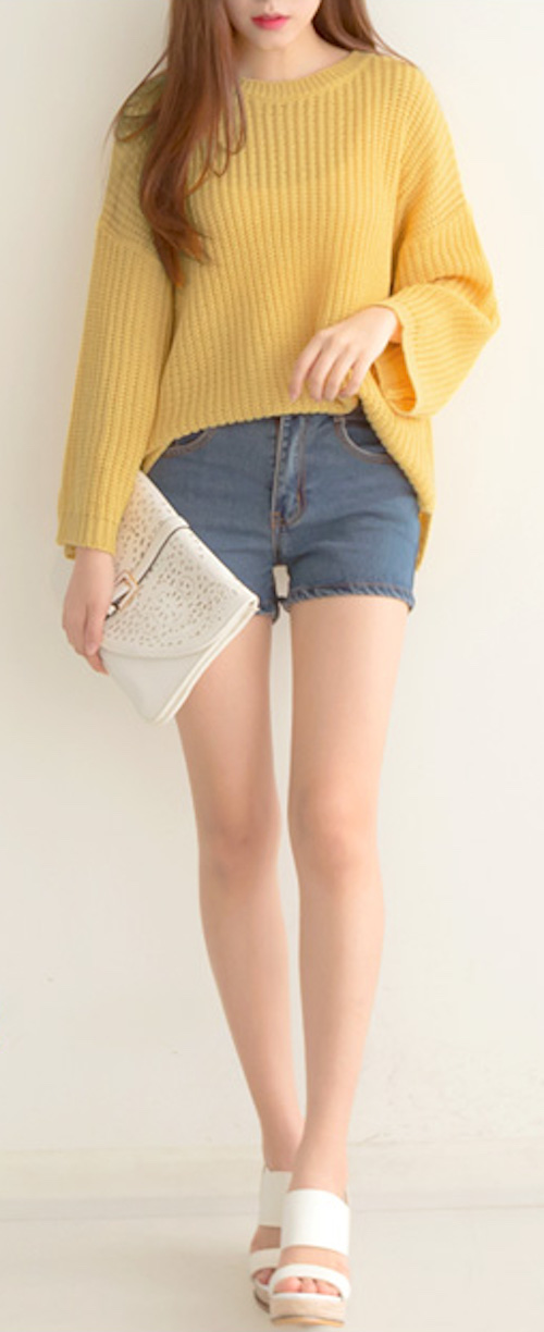 KB10104 Pretty Knit Top Yellow
