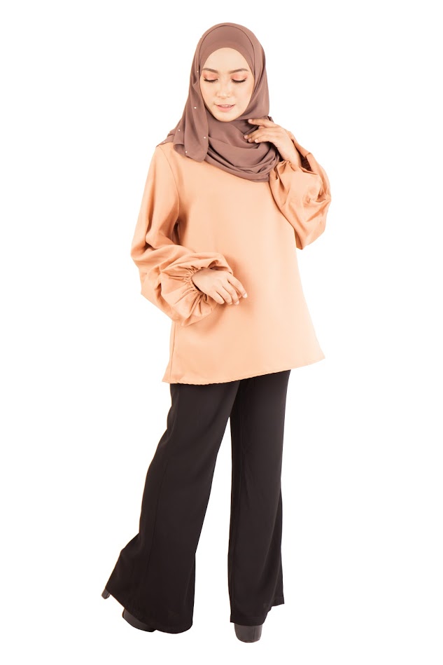 QA-398 Women Floral Embroidery Blouse Beige