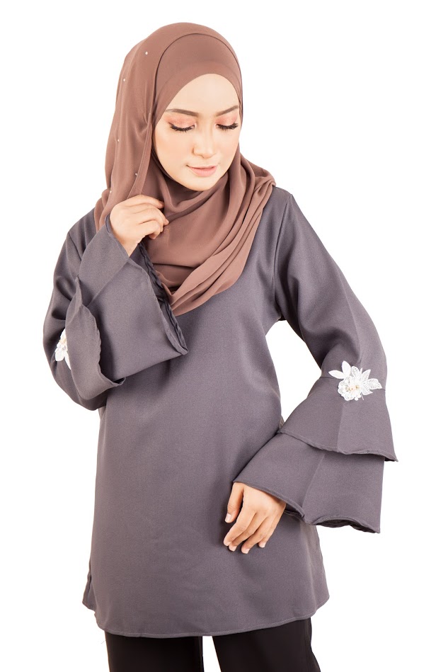 QA-399 Women Stylish Fashion Blouse Grey