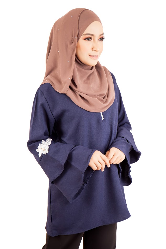 QA-399 Women Stylish Fashion Blouse Navy Blue