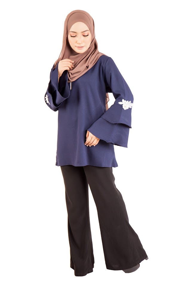 QA-399 Women Stylish Fashion Blouse Navy Blue