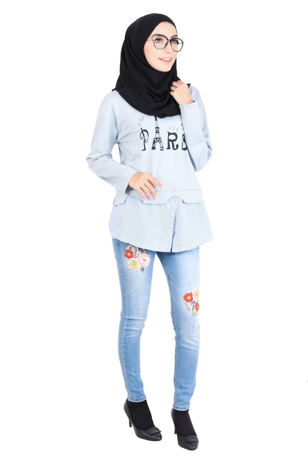 QA-412 Women Long Sleeves Blouse Cloud