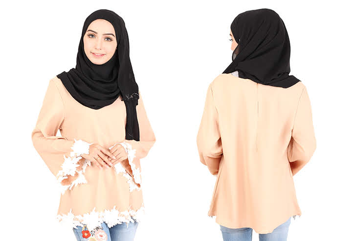 QA-414 Women Beauty Muslimah Blouse Beige