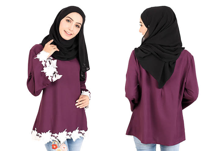 QA-414 Women Beauty Muslimah Blouse Purple