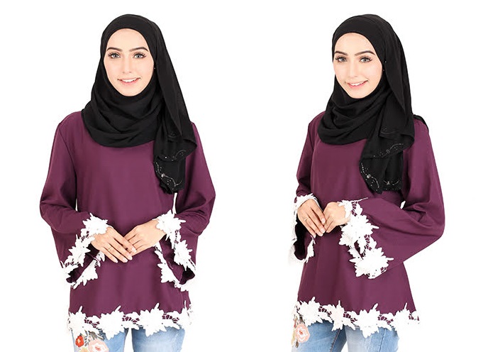 QA-414 Women Beauty Muslimah Blouse Purple