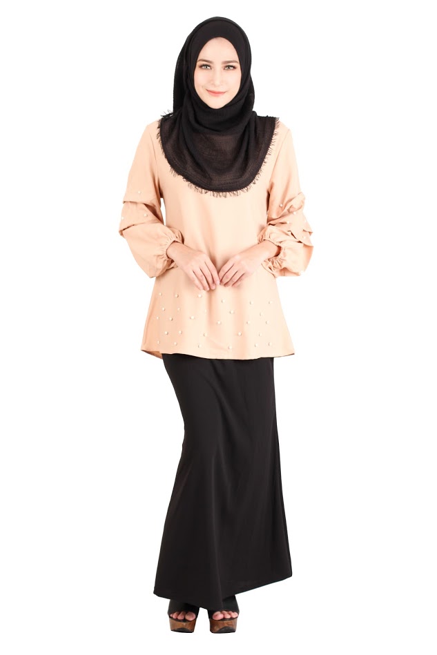 QA-415 Muslimah Fashion Blouse Beige