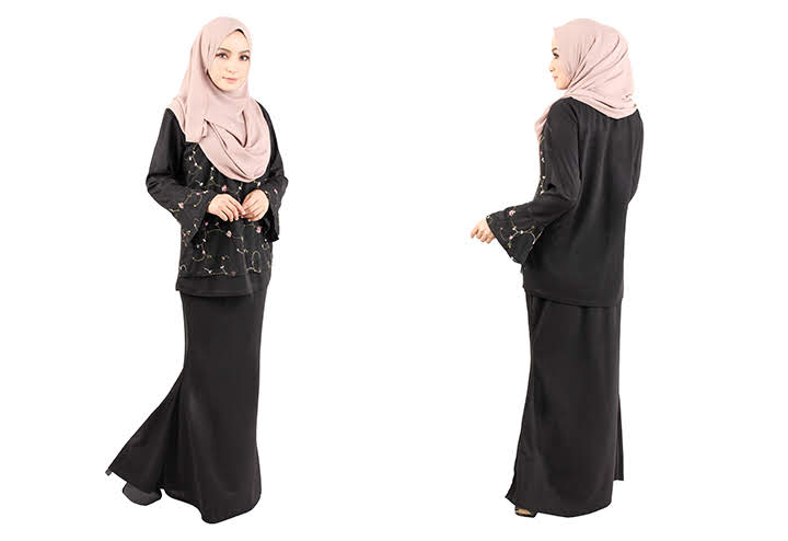 QA-418 Modern Lace Baju Kurung Black