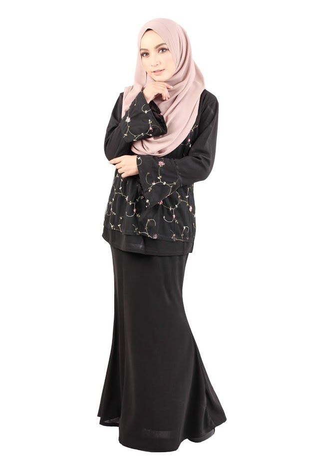 QA-418 Modern Lace Baju Kurung Black