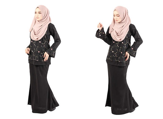 QA-418 Modern Lace Baju Kurung Black